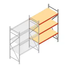 Weitspannregal AR 2500x1610x800 mm (hxbxt) 3 Ebenen verzinkt Anbauregal mit vormontierten Rahmen