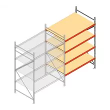 Weitspannregal AR 2500x1610x1000 mm (hxbxt) 4 Ebenen verzinkt Anbauregal mit vormontierten Rahmen