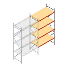 Weitspannregal AR 3000x1850x800 mm (hxbxt) 4 Ebenen verzinkt Anbauregal mit vormontierten Rahmen