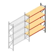 Weitspannregal AR 3000x1850x600 mm (hxbxt) 4 Ebenen verzinkt Anbauregal