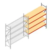 Weitspannregal AR 2500x2010x600 mm (hxbxt) 4 Ebenen verzinkt Anbauregal mit vormontierten Rahmen