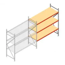 Weitspannregal AR 2500x2250x800 mm (hxbxt) 3 Ebenen verzinkt Anbauregal mit vormontierten Rahmen