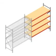 Weitspannregal AR 2500x2250x800 mm (hxbxt) 4 Ebenen verzinkt Anbauregal mit vormontierten Rahmen