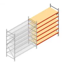 Weitspannregal AR 2500x2250x800 mm (hxbxt) 6 Ebenen verzinkt Anbauregal mit vormontierten Rahmen