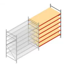 Weitspannregal AR 2500x2250x1000 mm (hxbxt) 6 Ebenen verzinkt Anbauregal mit vormontierten Rahmen