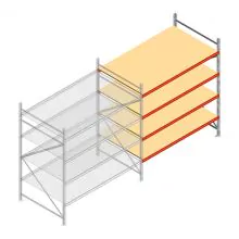 Weitspannregal AR 2500x2250x1200 mm (hxbxt) 4 Ebenen verzinkt Anbauregal mit vormontierten Rahmen