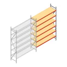 Weitspannregal AR 3000x2250x600 mm (hxbxt) 6 Ebenen verzinkt Anbauregal mit vormontierten Rahmen