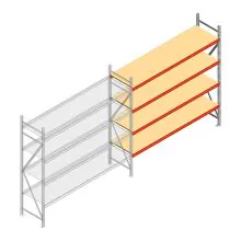 Weitspannregal AR 2250x2250x600 mm (hxbxt) 4 Ebenen verzinkt Anbauregal mit vormontierten Rahmen