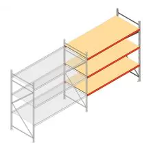 Weitspannregal AR 2000x2700x1000 mm (hxbxt) 3 Ebenen verzinkt Anbauregal