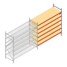 Weitspannregal AR 2500x2700x800 mm (hxbxt) 6 Ebenen verzinkt Anbauregal mit vormontierten Rahmen