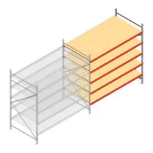 Weitspannregal AR 2500x2700x1200 mm (hxbxt) 5 Ebenen verzinkt Anbauregal mit vormontierten Rahmen