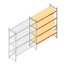 Weitspannregal AR 3000x2700x800 mm (hxbxt) 4 Ebenen verzinkt Anbauregal mit vormontierten Rahmen