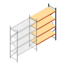 Weitspannregal AR 3000x1850x800 mm (hxbxt) 4 Ebenen blau Anbauregal