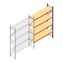 Weitspannregal AR 3000x2250x600 mm (hxbxt) 4 Ebenen blau Anbauregal