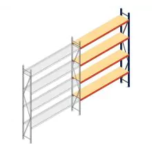 Weitspannregal AR 3000x2700x400 mm (hxbxt) 4 Ebenen blau Anbauregal