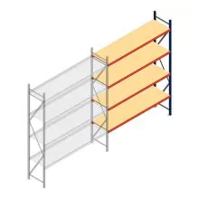 Weitspannregal AR 3000x2700x600 mm (hxbxt) 4 Ebenen blau Anbauregal