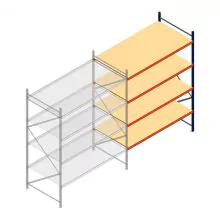 Weitspannregal AR 3000x2700x1200 mm (hxbxt) 4 Ebenen blau Anbauregal