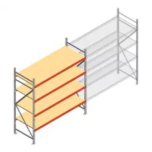 Weitspannregal AR 2500x2010x900 mm (hxbxt) 4 Ebenen verzinkt Anfangsregal mit vormontierten Rahmen