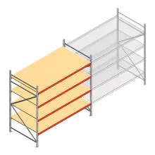 Weitspannregal AR 2500x2700x1200 mm (hxbxt) 4 Ebenen verzinkt Anfangsregal mit vormontierten Rahmen