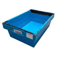 Gebrauchter Lagerbehälter 600x400x200 mm (lxbxh) blau stapelbar und ineinander nestbar