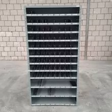 Gebruikte vakkenkast met schotten 1980x1000x300 mm (hxbxd) 12 niv grijs