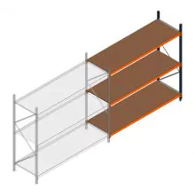 Weitspannregal Kimer 2250x2400x800 mm (hxbxt) 3 Ebenen Anbauregal mit vormontierten Rahmen