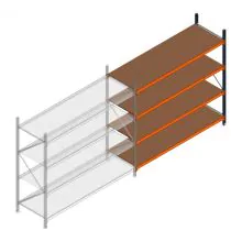 Weitspannregal Kimer 2250x2400x800 mm (hxbxt) 4 Ebenen Anbauregal mit vormontierten Rahmen