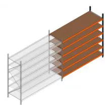 Weitspannregal Kimer 2250x2400x800 mm (hxbxt) 6 Ebenen Anbauregal mit vormontierten Rahmen
