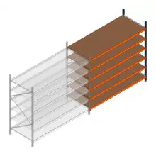 Weitspannregal Kimer 2250x2400x1000 mm (hxbxt) 6 Ebenen Anbauregal mit vormontierten Rahmen