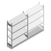 Fachbodenregal mit schrägen Fachböden Heavy Duty 2000x1300x400mm (hxbxt) 4 Ebenen 150 kg Anfangsregal