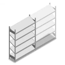 Fachbodenregal mit schrägen Fachböden Heavy Duty 2000x1300x400mm (hxbxt) 5 Ebenen 150 kg Anfangsregal