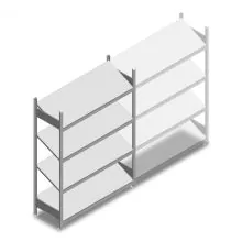 Fachbodenregal mit schrägen Fachböden Heavy Duty 2000x1300x500mm (hxbxt) 4 Ebenen 150 kg Anfangsregal
