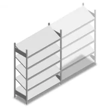 Fachbodenregal mit schrägen Fachböden Heavy Duty 2000x1300x500mm (hxbxt) 5 Ebenen 150 kg Anfangsregal