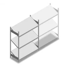 Fachbodenregal mit schrägen Fachböden Heavy Duty 2000x1300x600mm (hxbxt) 3 Ebenen 150 kg Anfangsregal
