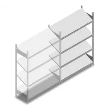 Fachbodenregal mit schrägen Fachböden Heavy Duty 2000x1300x500mm (hxbxt) 4 Ebenen 150 kg Anbauregal