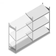 Fachbodenregal mit schrägen Fachböden Heavy Duty 2000x1300x600mm (hxbxt) 3 Ebenen 150 kg Anbauregal