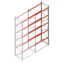 Palettenregal AR T2 5000x1850x1100mm (hxbxt) 5 Ebenen 2530kg/ebene Anbauregal