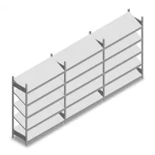 Vorteilsreihe Fachbodenregal mit schrägen Fachböden Schwerlast 2000x3900x500mm (hxbxt) 5 Ebenen 150 kg