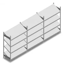 Vorteilsreihe Fachbodenregale mit schrägen Fachböden Heavy Duty 2000x3900x600mm (hxwxt) 4 Ebenen 150 kg