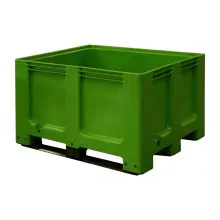 Palettenbox Blockpalettenmaß 1200x1000x760 mm (LxBxH) auf 3 Kufen grün