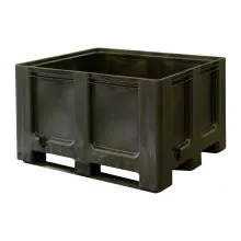 Palettenbox im Blockpalettenformat 1200x1000x760 mm (LxBxH) auf 3 Kufen Schwarz