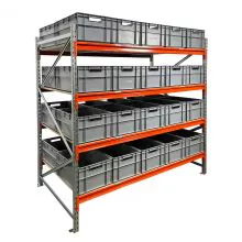Fächerschrank AR 2000x2250x1200 mm (hxbxt) 4 Ebenen mit 40 Euronormbehältern Anfangsregal