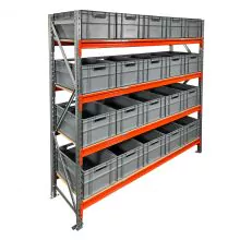 Fächerschrank AR 2000x2250x600 mm (hxbxt) 4 Ebenen mit 20 Euronormbehältern Anfangsregal