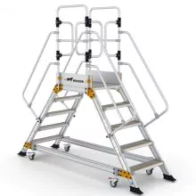 Plattformtreppe Wixor doppelt mit federbelasteten Rollen 5 Stufen