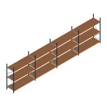 Vorteilsreihe Weitspannregal Kimer 2250x9250x800 mm (hxbxt) 3 Ebenen mit vormontierten Rahmen