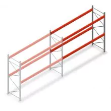 Palettenregal AR T2 2500x3600x1100mm (hxbxt) 2 Ebenen 2252kg/eb. Anbauregal mit vormontierten Rahmen