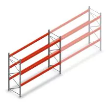 Palettenregal AR T2 2500x3300x1100mm (hxbxt) 3 Ebenen 2415kg/Ebene Anfangsregal mit vormontierten Rahmen