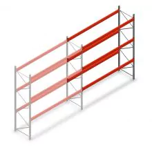 Palettenregal AR T2 3500x3300x1100mm (hxbxt) 3 Ebenen 2415kg/Ebene Anbauregal mit vormontierten Rahmen