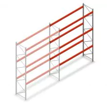 Palettenregal AR T2 5000x3600x1100mm (hxbxt) 3 Ebenen 3004kg/Ebene Anbauregal mit vormontierten Rahmen