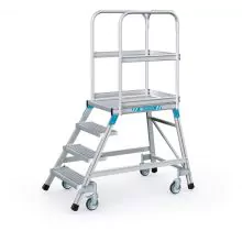 Verfahrbare Plattformtreppe Zarges Gitterstahl mit 4 Stufen 960 mm